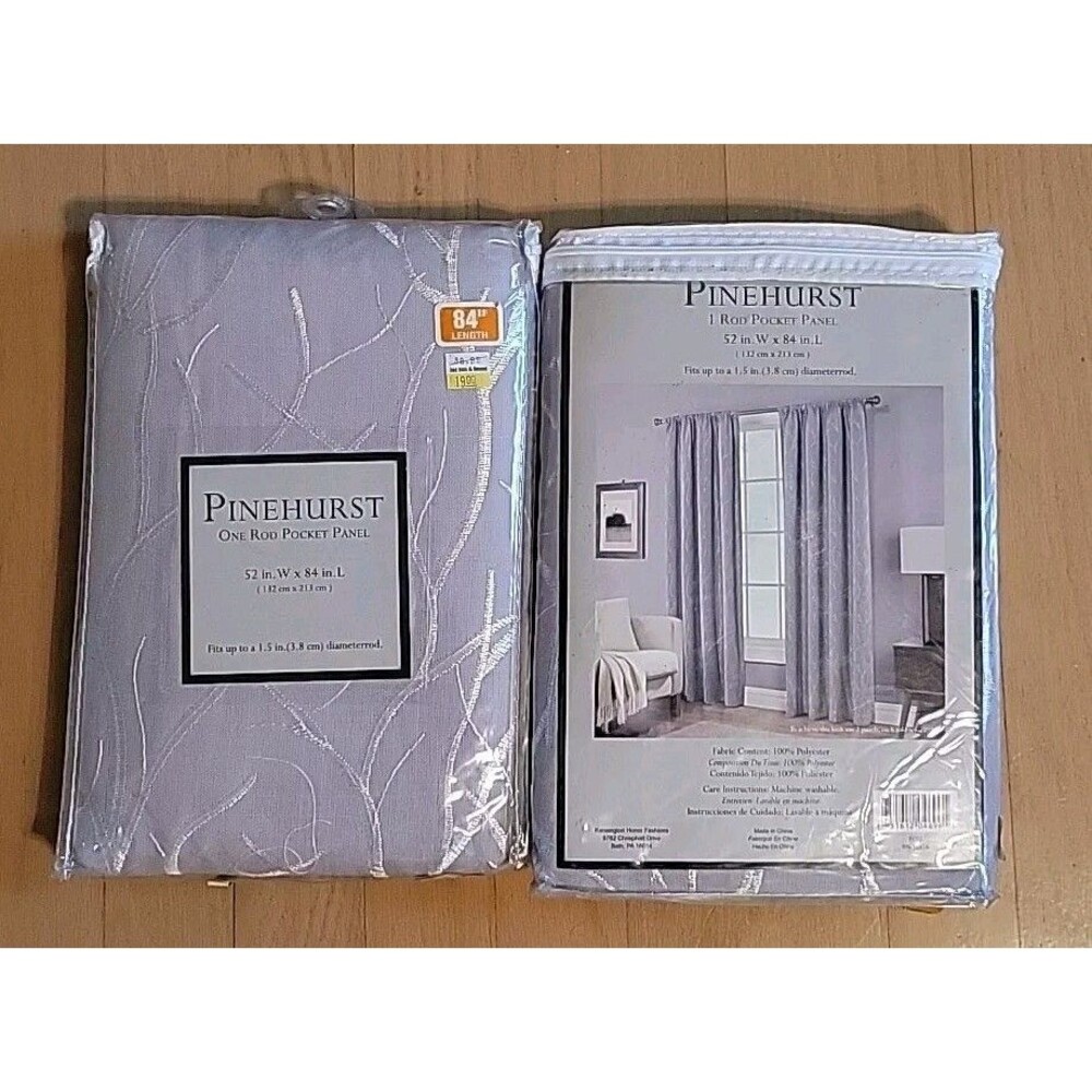 Pinehurst One Rod Pocket 2 Panels Gray/Fog 52in W X 84in L Curtains